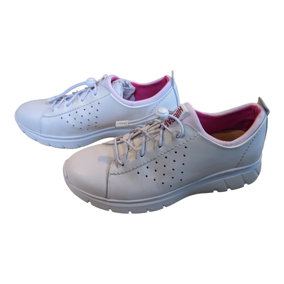 Samuel Hubbard Flight white with pink elastic lace leather sneakers, size 8,EUC - Picture 4 of 9